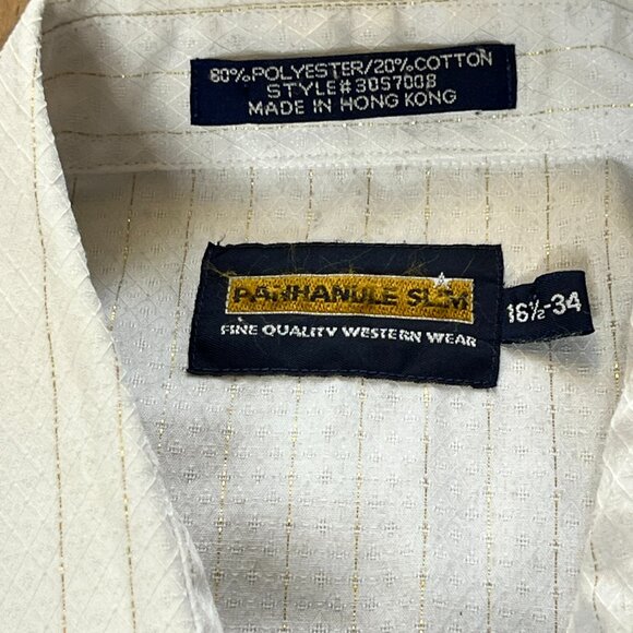 Vintage Panhandle Slim Pearl Snap Gold Stripe Men's Western Shirt - Large - Picture 13 of 13